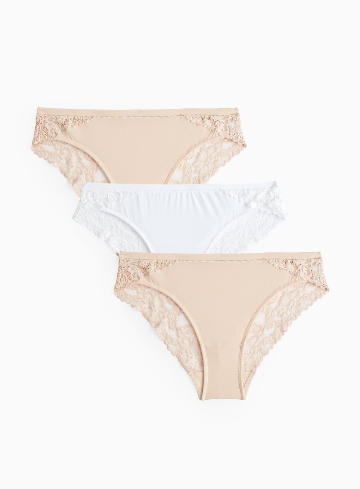 White & Nude Brazilian Knickers 3 Pack 22 - Image 1 thumbnail